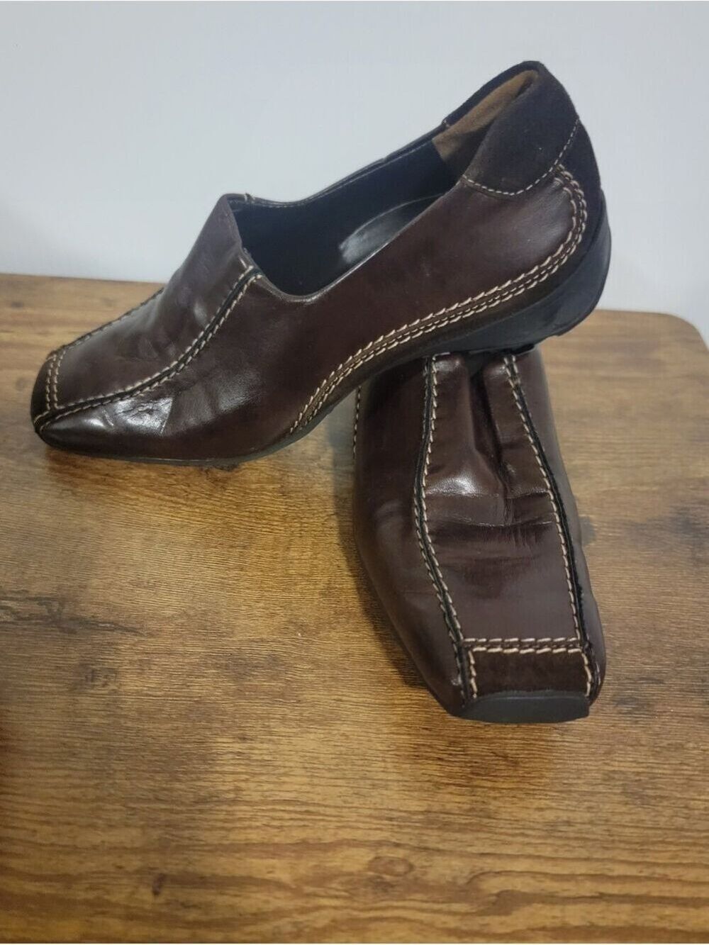 Paul Green Brown Leather Slip-On  Driving Shoes Sz 4/ 6.5